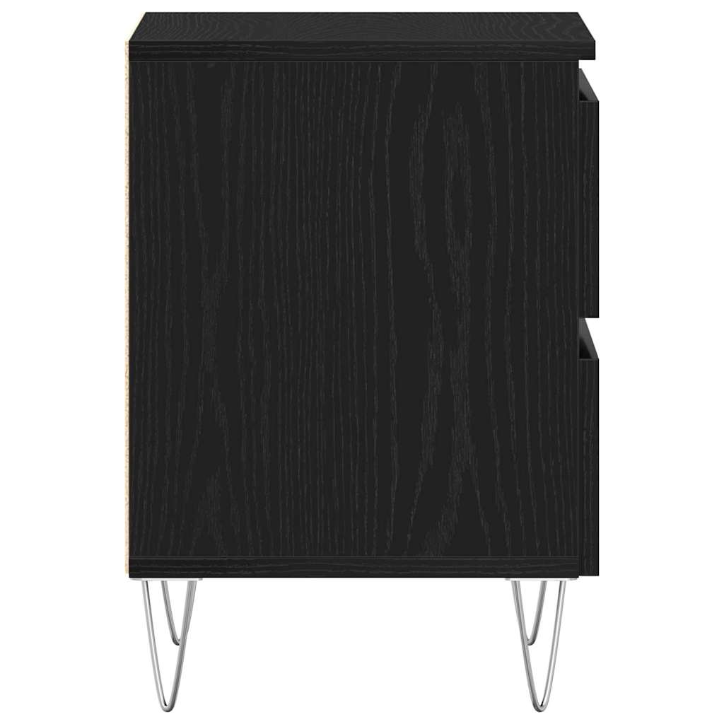 Κομοδίνο 2 pcs Μαύρη δρυς 40 x 35 x 50 εκ. Επεξεργασμένο ξύλο