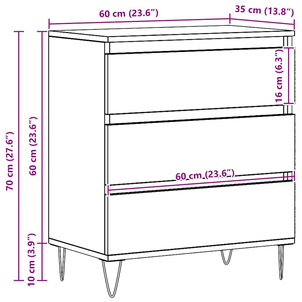 Πλαϊνό γραφείο Παλιό ξύλο 60 x 35 x 70 cm Επεξεργασμένο ξύλο