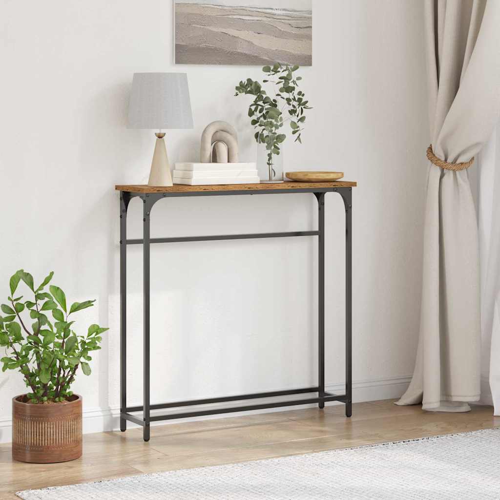 Τραπέζι κονσόλας με ράφι Παλιό ξύλο 75 x 19,5 x 75 εκ.