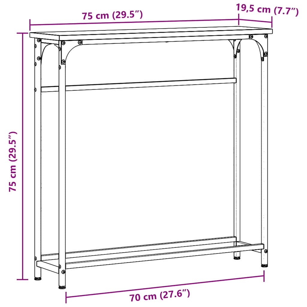 Τραπέζι κονσόλας με ράφι Artisan Oak 75 x 19,5 x 75 εκ. - Pakobazaar