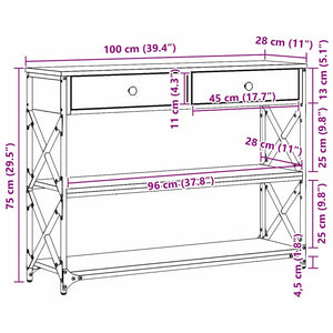 Κονσόλα Τραπέζι με συρτάρι artisan δρυς 100 x 28 x 75 εκ. - Pakobazaar