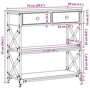 Κονσόλα Τραπέζι Μαύρη δρυς 75 x 28 x 75 εκ
