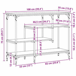 Τραπέζι Κονσόλας με ράφι artisan δρυς 100 x 35 x 75 εκ. - Pakobazaar