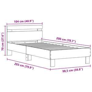 Σκελετός Κρεβατιού Μαύρη Οξυά 100 x 200 cm Επεξεργασμένο ξύλο - Pakobazaar