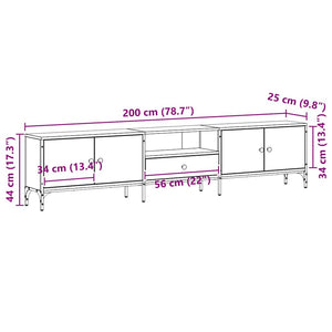 Ντουλάπι TV Μαύρη δρυς 200 x 25 x 44 εκ Επεξεργασμένο ξύλο - Pakobazaar
