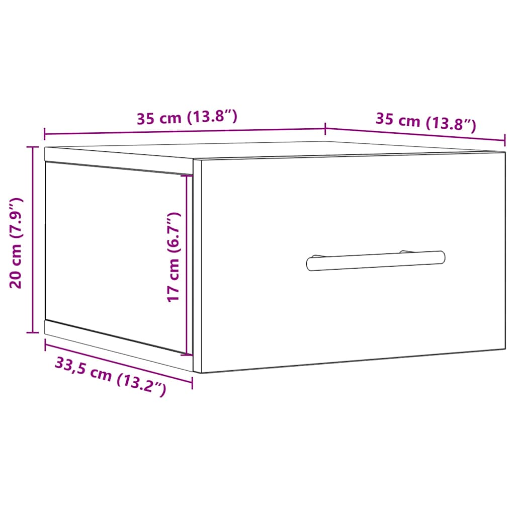 Κομοδίνο 2 pcs Artisan Oak 35 x 35 x 20 εκ Επεξεργασμένο ξύλο