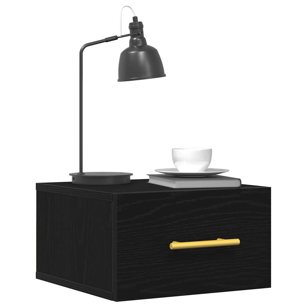 Κομοδίνο Μαύρη Οξυά 35 x 35 x 20 εκ Επεξεργασμένο ξύλο - Pakobazaar