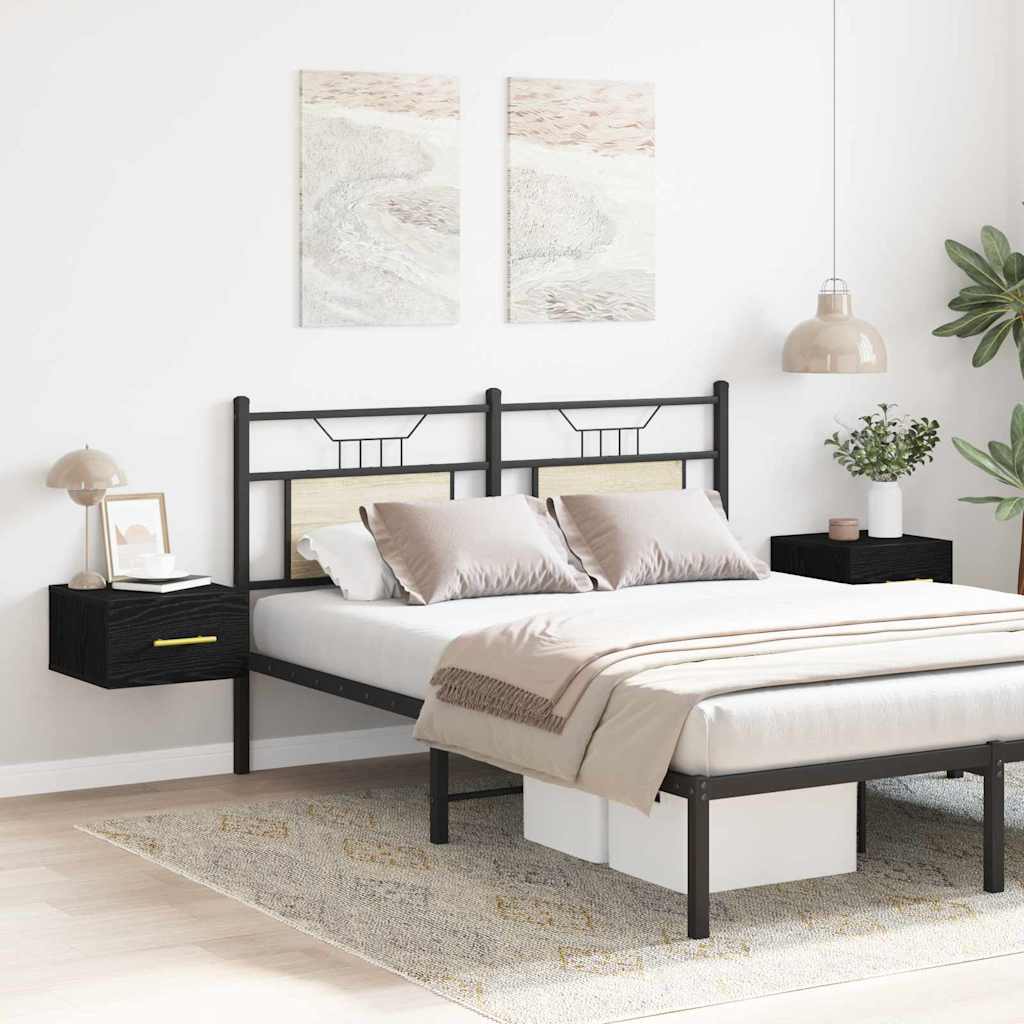 Κομοδίνο 2 pcs Μαύρη Οξυά 35 x 35 x 20 εκ Επεξεργασμένο ξύλο