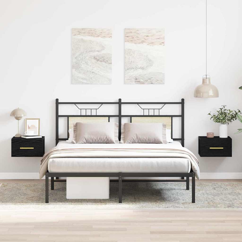 Κομοδίνο 2 pcs Μαύρη Οξυά 35 x 35 x 20 εκ Επεξεργασμένο ξύλο