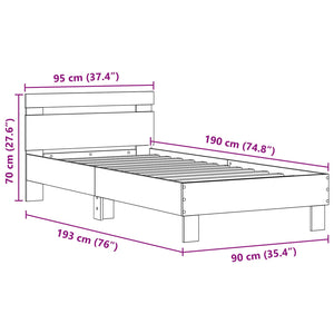 Σκελετός Κρεβατιού Παλιό ξύλο 90 x 190 cm Επεξεργασμένο Ξύλο