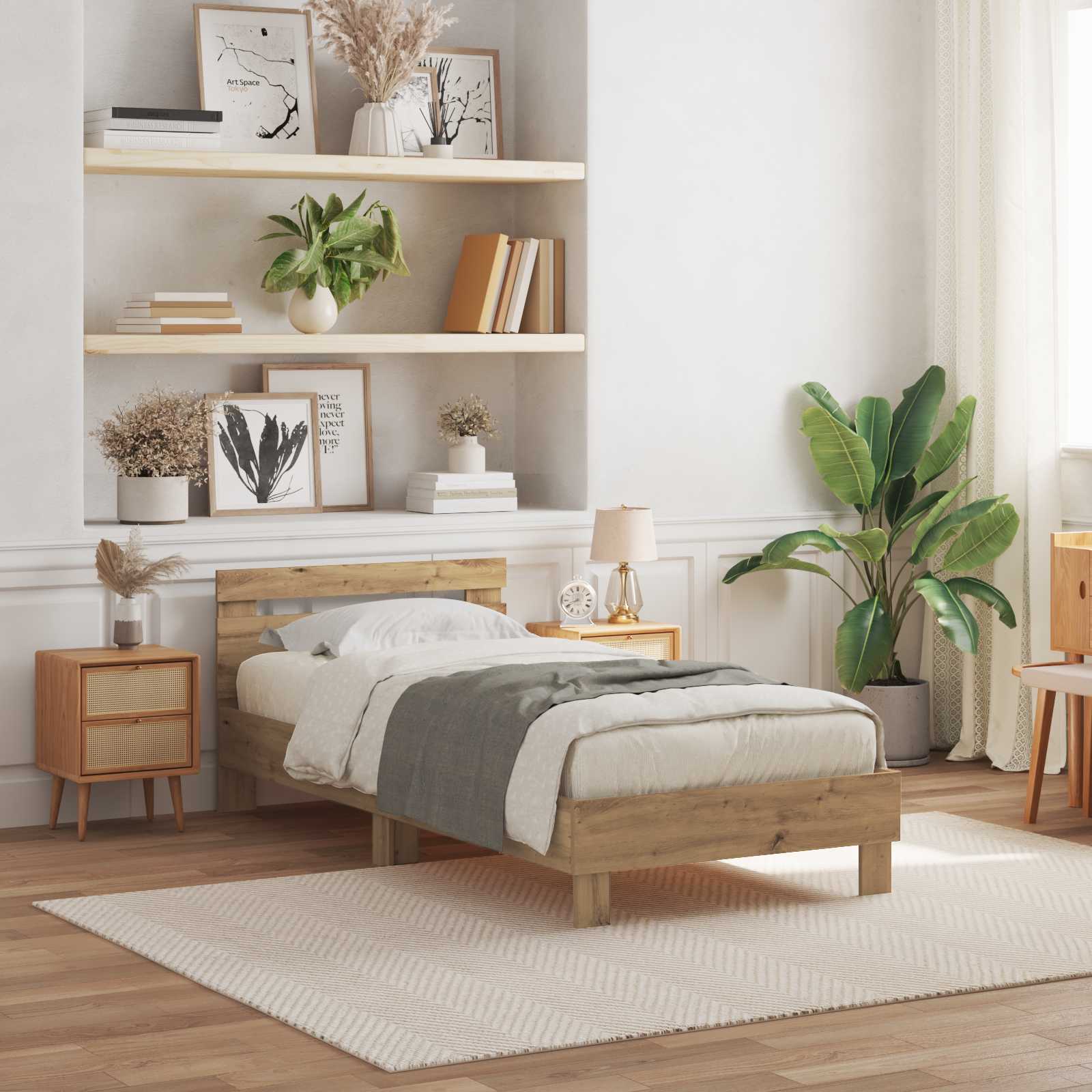 Σκελετός Κρεβατιού Artisan Oak 90 x 190 cm Επεξεργασμένο ξύλο - Pakobazaar