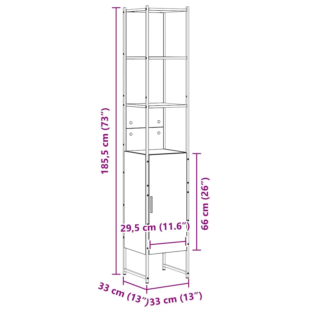 Ντουλάπι Μπάνιου Σονόμα 33 x 33 x 185,5 εκ Επεξεργασμένο ξύλο - Pakobazaar