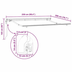 Αναδιπλούμενη τέντα Μπλε 250 x 200 cm ύφασμα