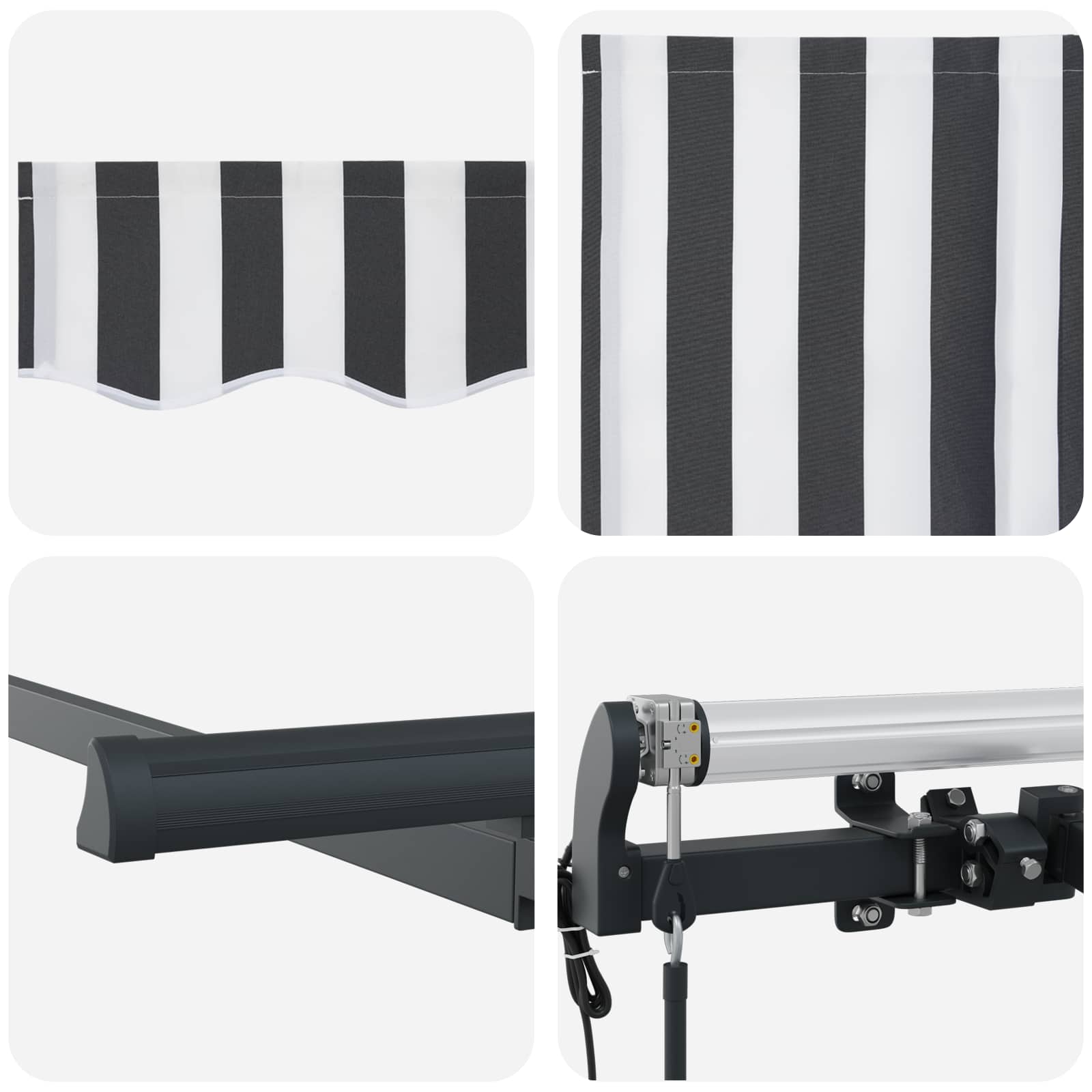 Αναδιπλούμενη τέντα Ανθρακί 250 x 200 cm ύφασμα - Pakobazaar