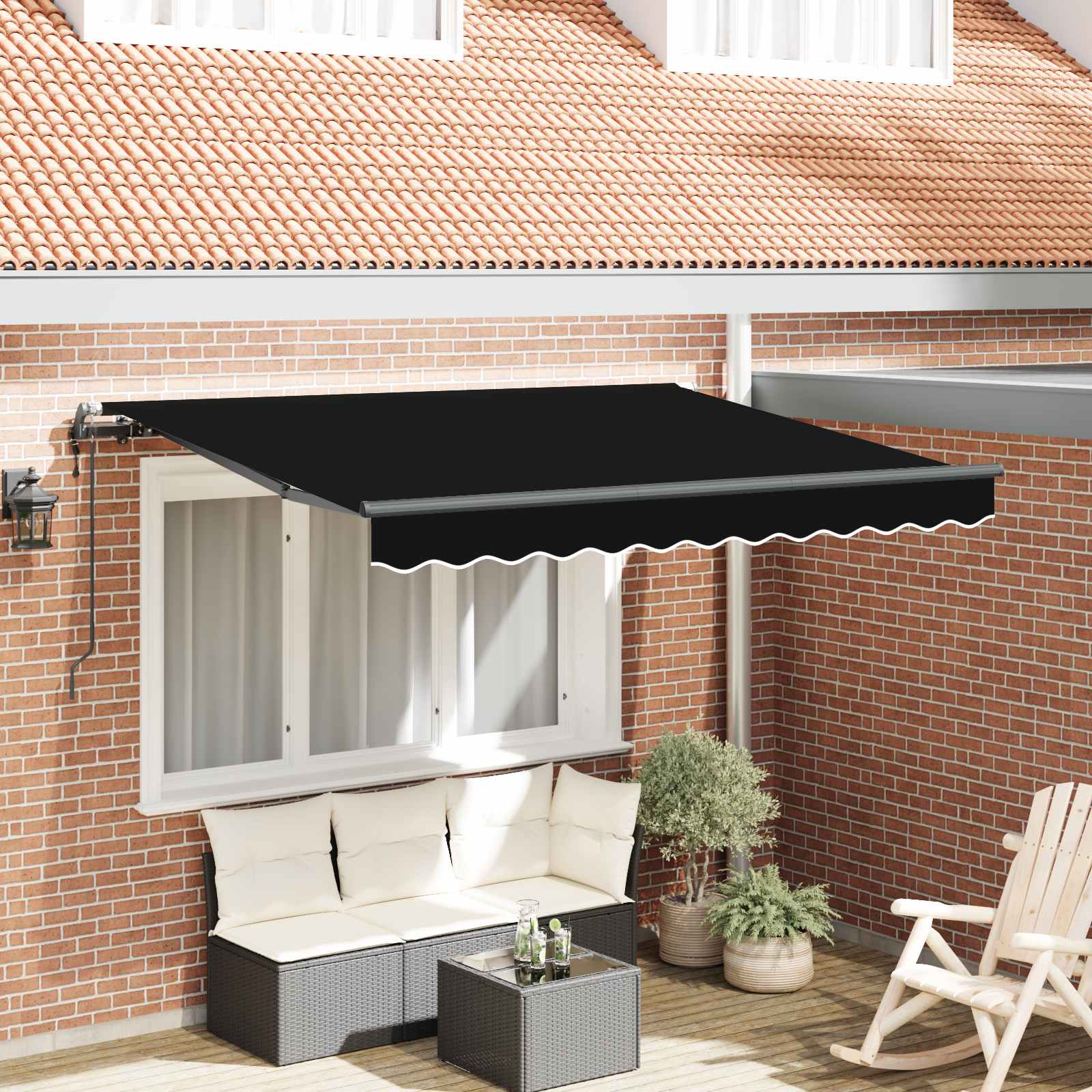 Αναδιπλούμενη τέντα Μαύρο 250 x 200 cm ύφασμα - Pakobazaar
