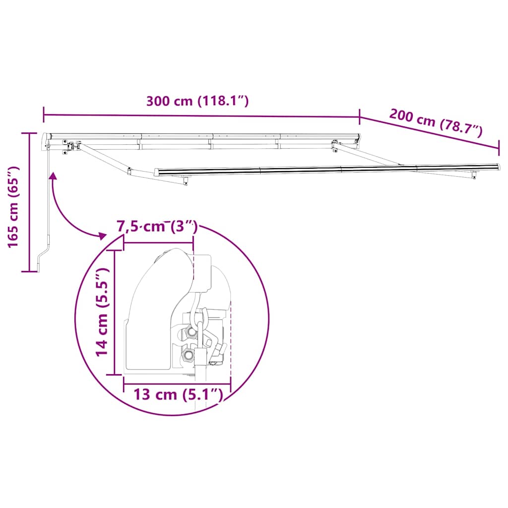 Αναδιπλούμενη τέντα Πολύχρωμο 300 x 200 cm ύφασμα - Pakobazaar