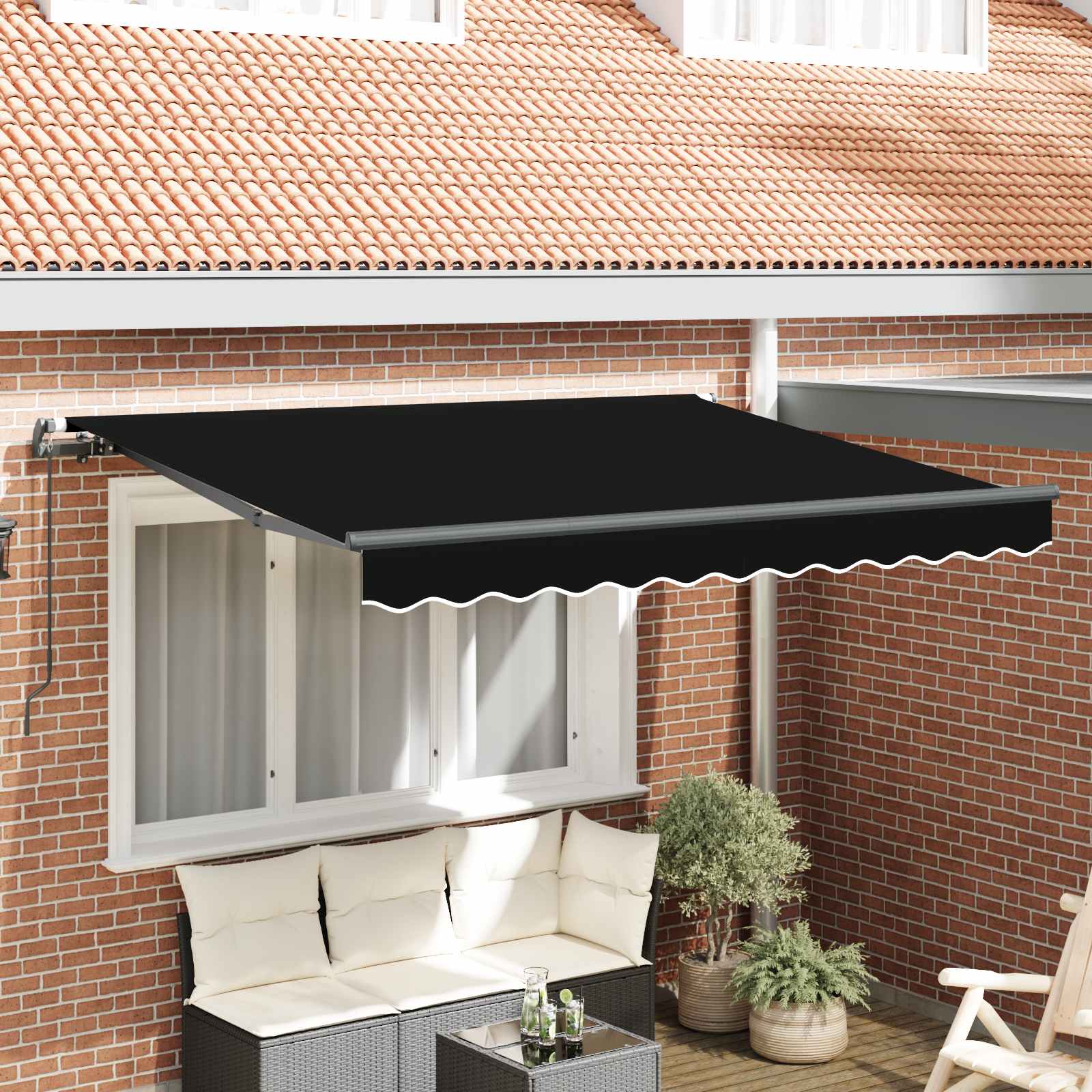 Αναδιπλούμενη τέντα Μαύρο 300 x 200 cm ύφασμα - Pakobazaar