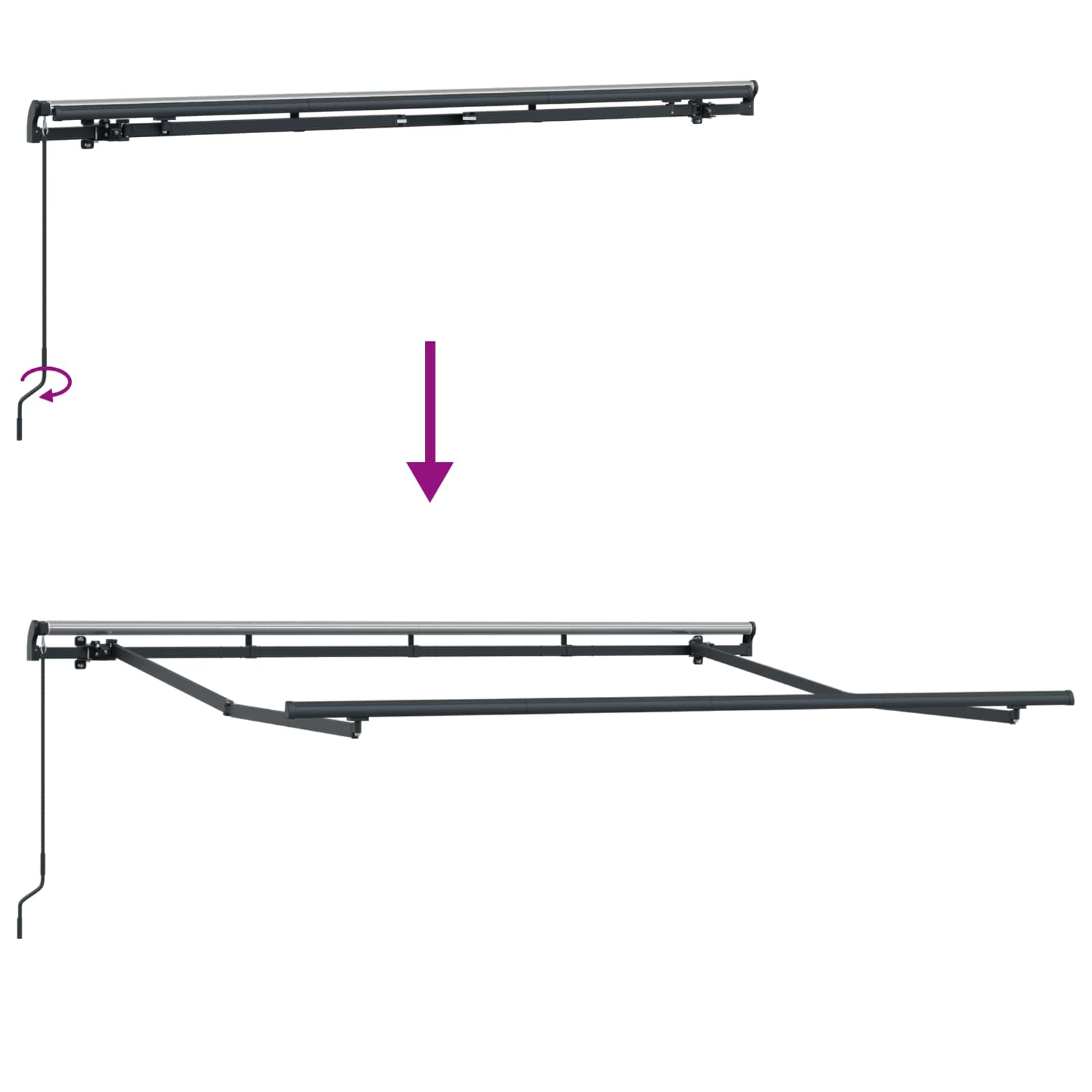 Αναδιπλούμενη τέντα Μαύρο 300 x 200 cm ύφασμα - Pakobazaar