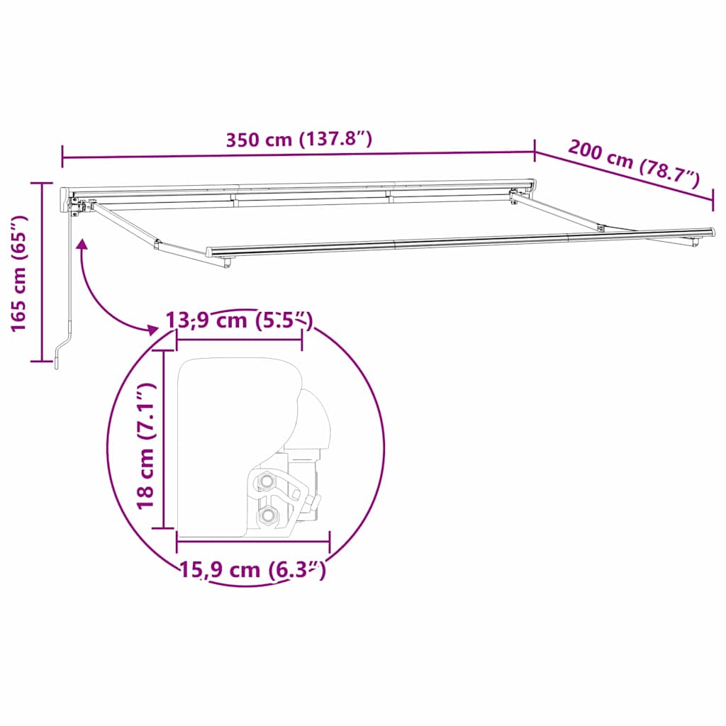 Σκελετός Τέντας Καφέ 350 x 200 cm Πολυεστέρας με Επικάλυψη PU - Pakobazaar