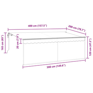 Αναδιπλούμενη τέντα Κρεμ 400 x 200 cm Πολυεστέρας και Αλουμίνιο