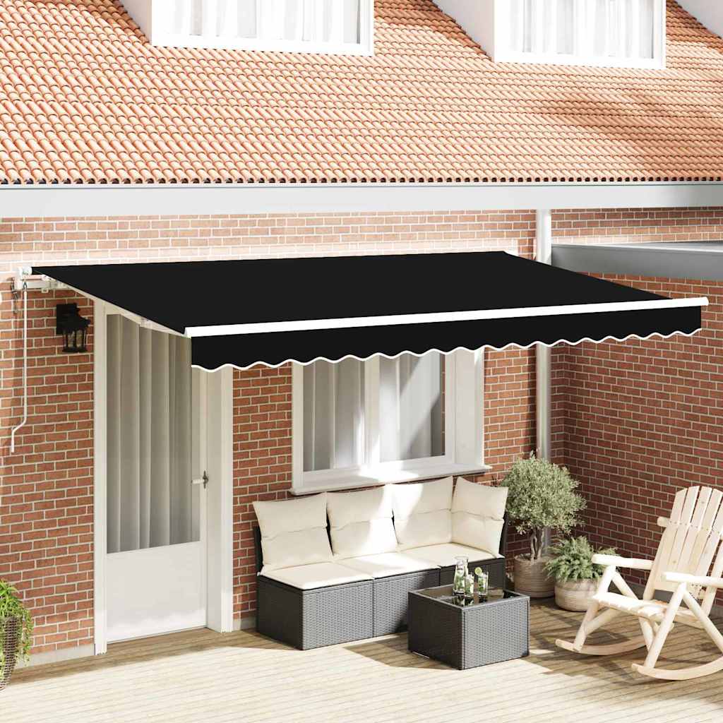 Αναδιπλούμενη τέντα Μαύρο 400 x 200 cm ύφασμα - Pakobazaar