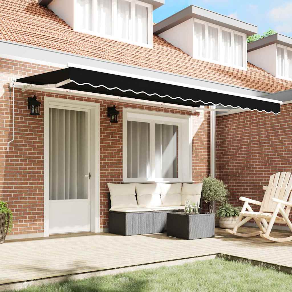 Αναδιπλούμενη τέντα Μαύρο 400 x 200 cm ύφασμα - Pakobazaar