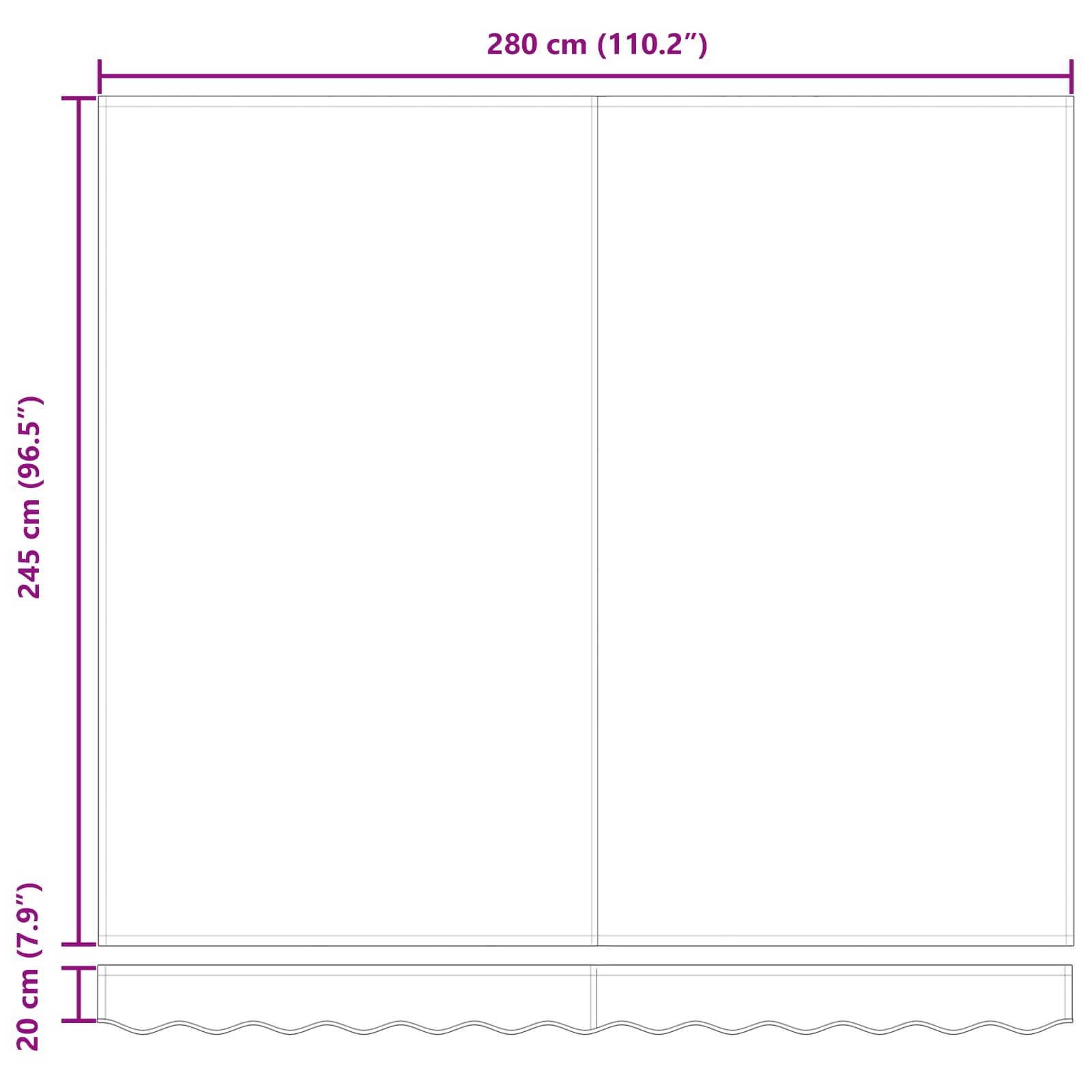 Αντιανεμικό Λευκό 300 x 250 x 165 εκ. Πολυεστέρας και Αλουμίνιο