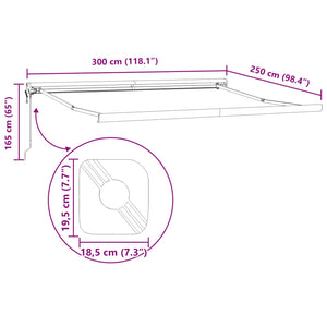 Αναδιπλούμενη τέντα Λευκό 300 x 250 x 165 εκ.