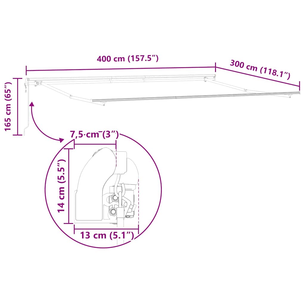 Ηλεκτρικό Αναδιπλούμενο Σκίαστρο Κόκκινο και Λευκό 400 x 300 εκ