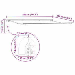 Αναδιπλούμενη τέντα Μαύρο 400 x 300 εκ
