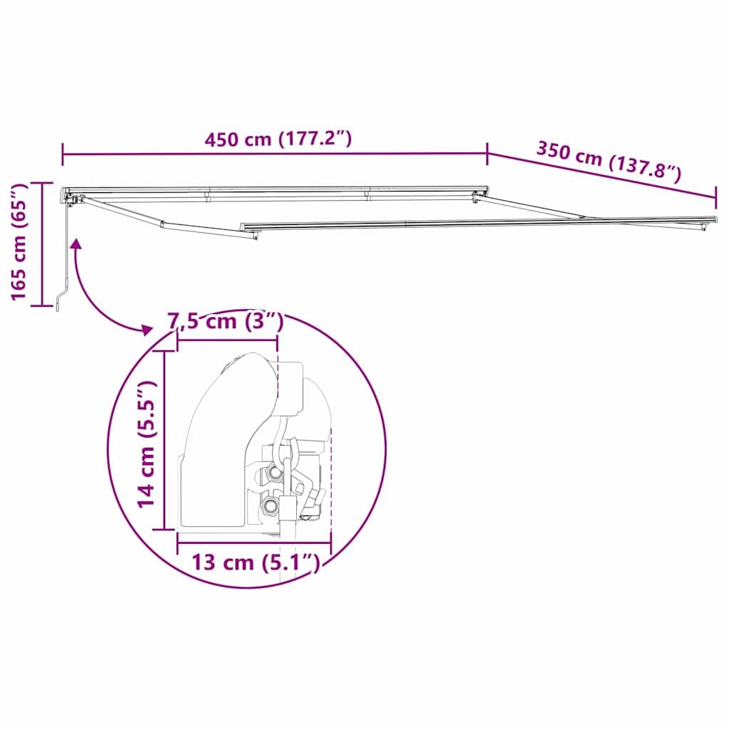 Αντιανεμικό Πορτοκαλί και Καφέ 450 x 350 x 165 εκ Πολυεστέρας