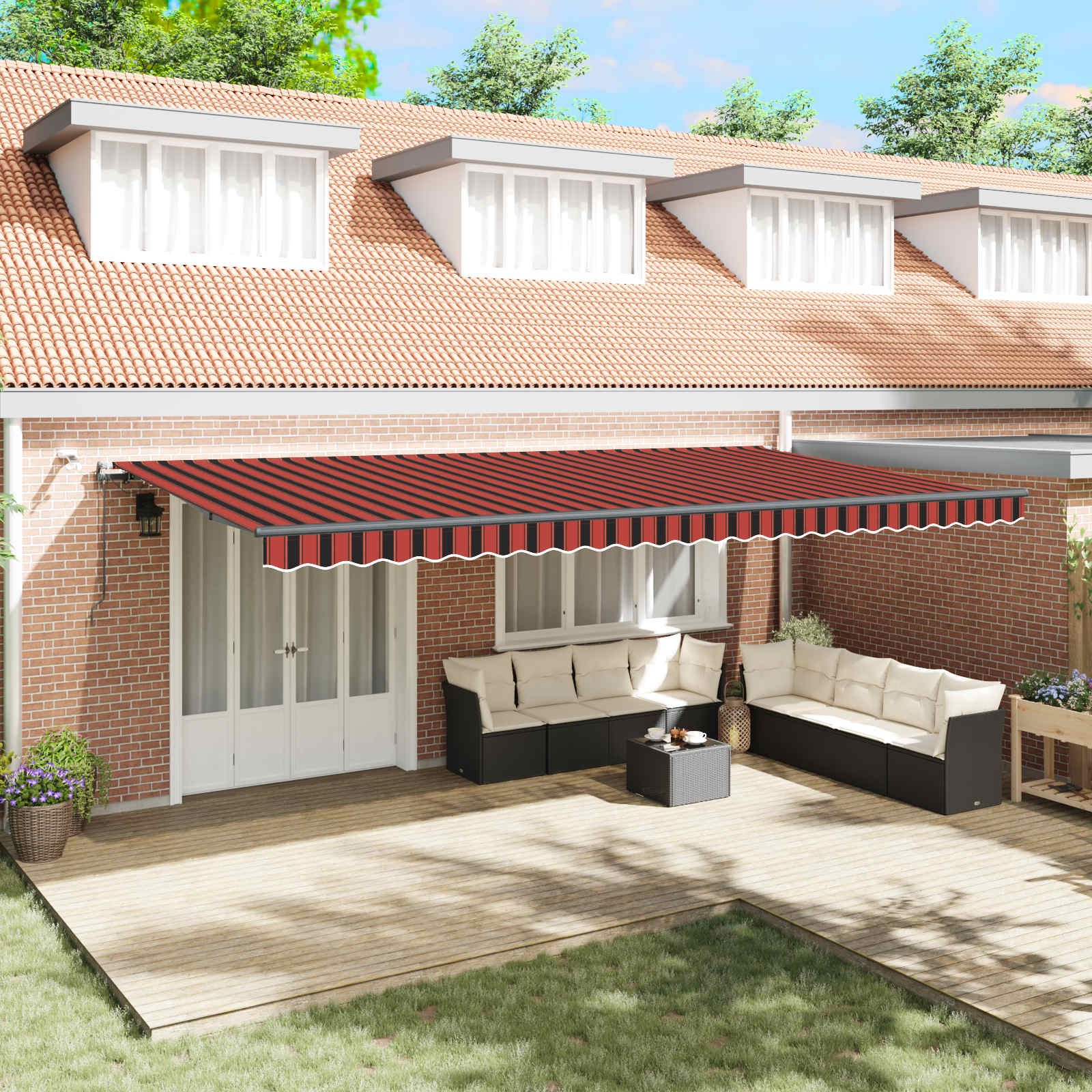 Ύφασμα Ομπρέλας με πορτοκαλί και καφέ 600 x 350 εκ Πολυεστέρας - Pakobazaar