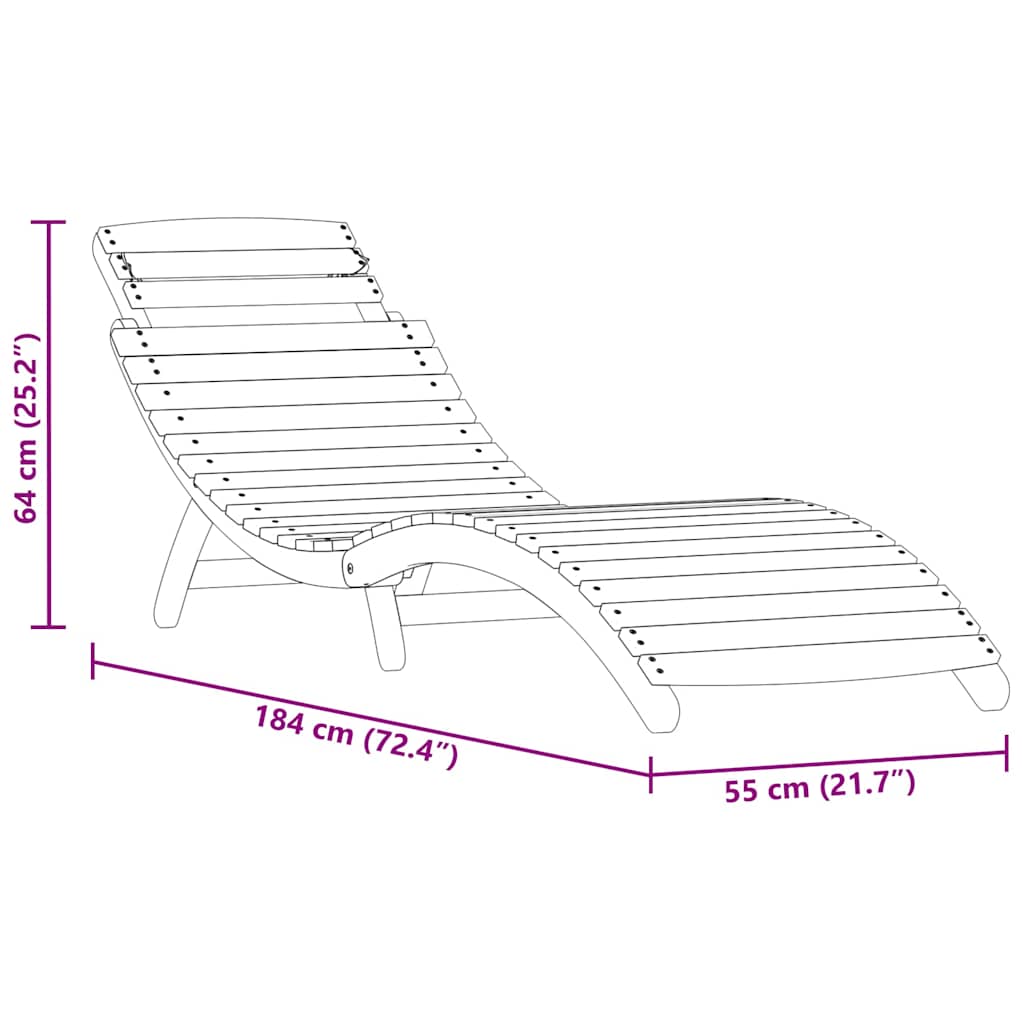 Ξαπλώστρα 2 pcs Καφέ 55 x 184 x 64cm Στερεό Ξύλο Ακακίας - Pakobazaar