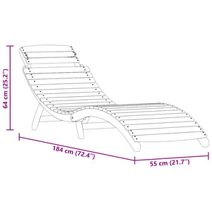 Ξαπλώστρα 2 pcs Καφέ 55 x 184 x 64cm Στερεό Ξύλο Ακακίας - Pakobazaar