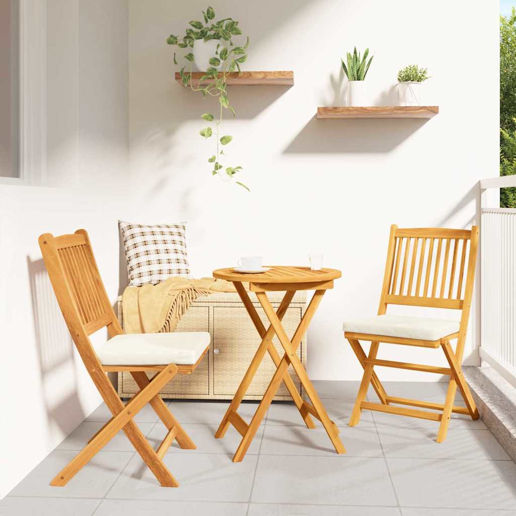Πτυσσόμενη Καρέκλα με μαξιλάρι 2 pcs Καφέ Μασίφ ξύλο ακακίας - Pakobazaar