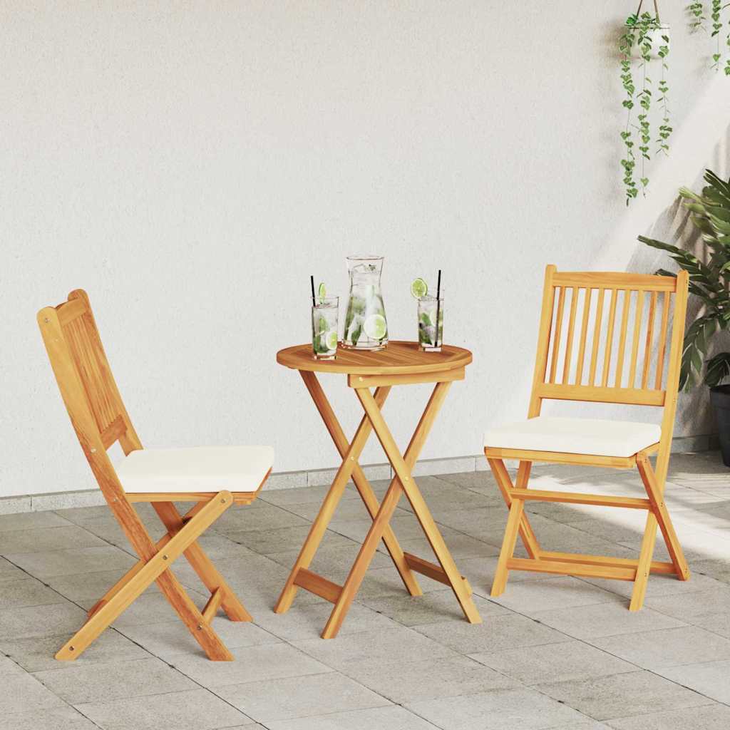 Πτυσσόμενη Καρέκλα με μαξιλάρι 2 pcs Καφέ Μασίφ ξύλο ακακίας - Pakobazaar
