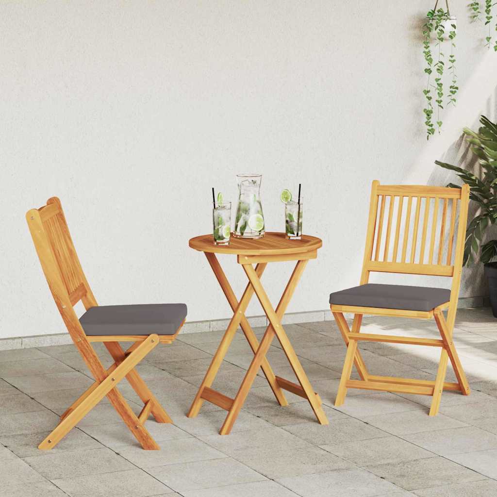 Πτυσσόμενη Καρέκλα με μαξιλάρι 2 pcs Καφέ Μασίφ ξύλο ακακίας - Pakobazaar