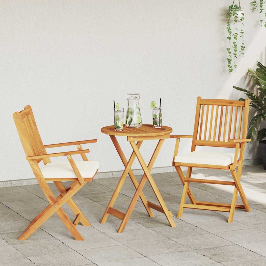 Πτυσσόμενη Καρέκλα με μαξιλάρι 2 pcs Καφέ Μασίφ ξύλο ακακίας - Pakobazaar