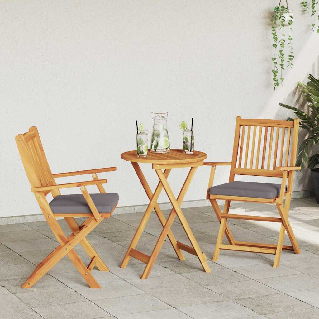 Πτυσσόμενη Καρέκλα με μαξιλάρι 2 pcs Καφέ Μασίφ ξύλο ακακίας - Pakobazaar