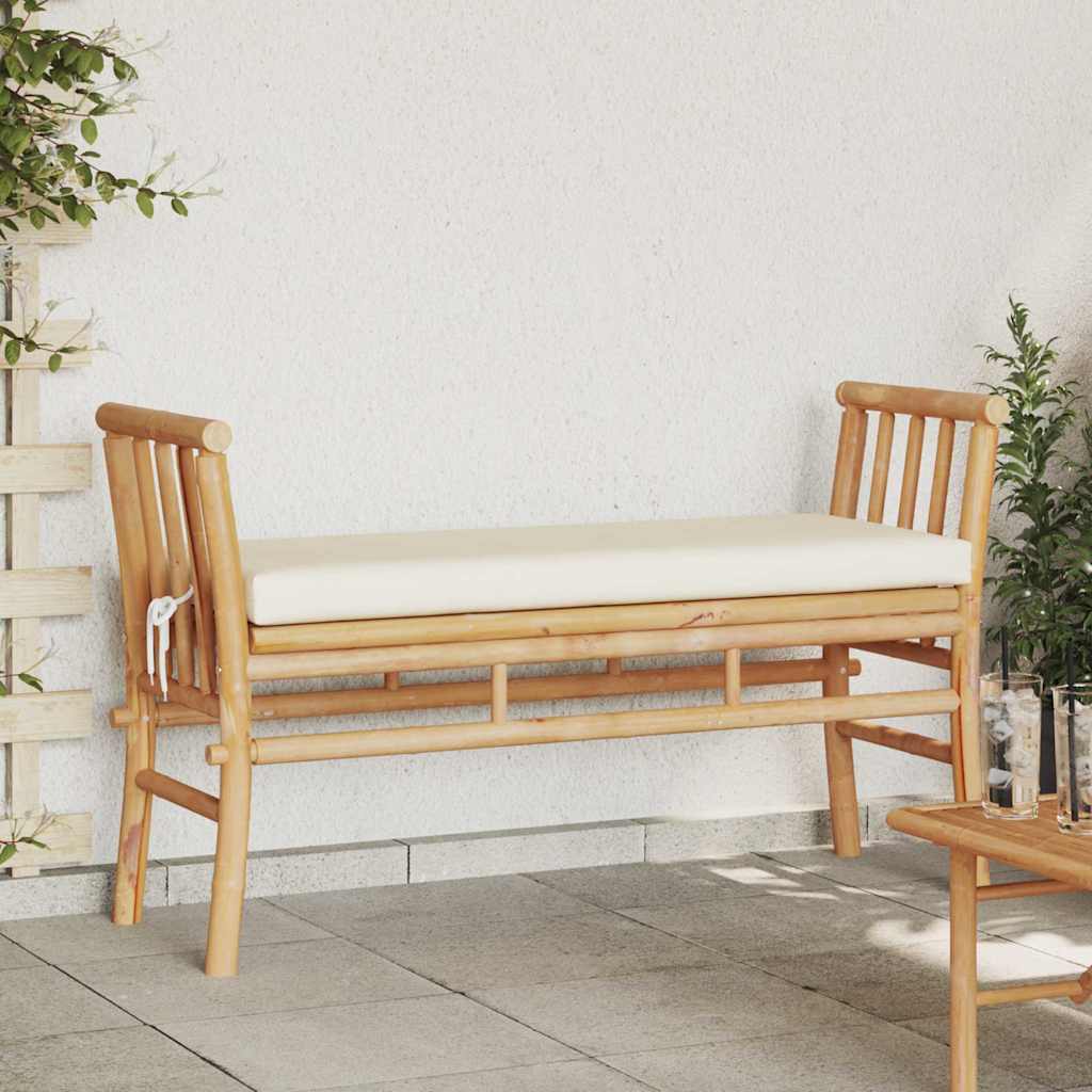Παγκάκι κήπου με μαξιλάρι Καφέ 110 x 38 x 65εκ Μπαμπού - Pakobazaar