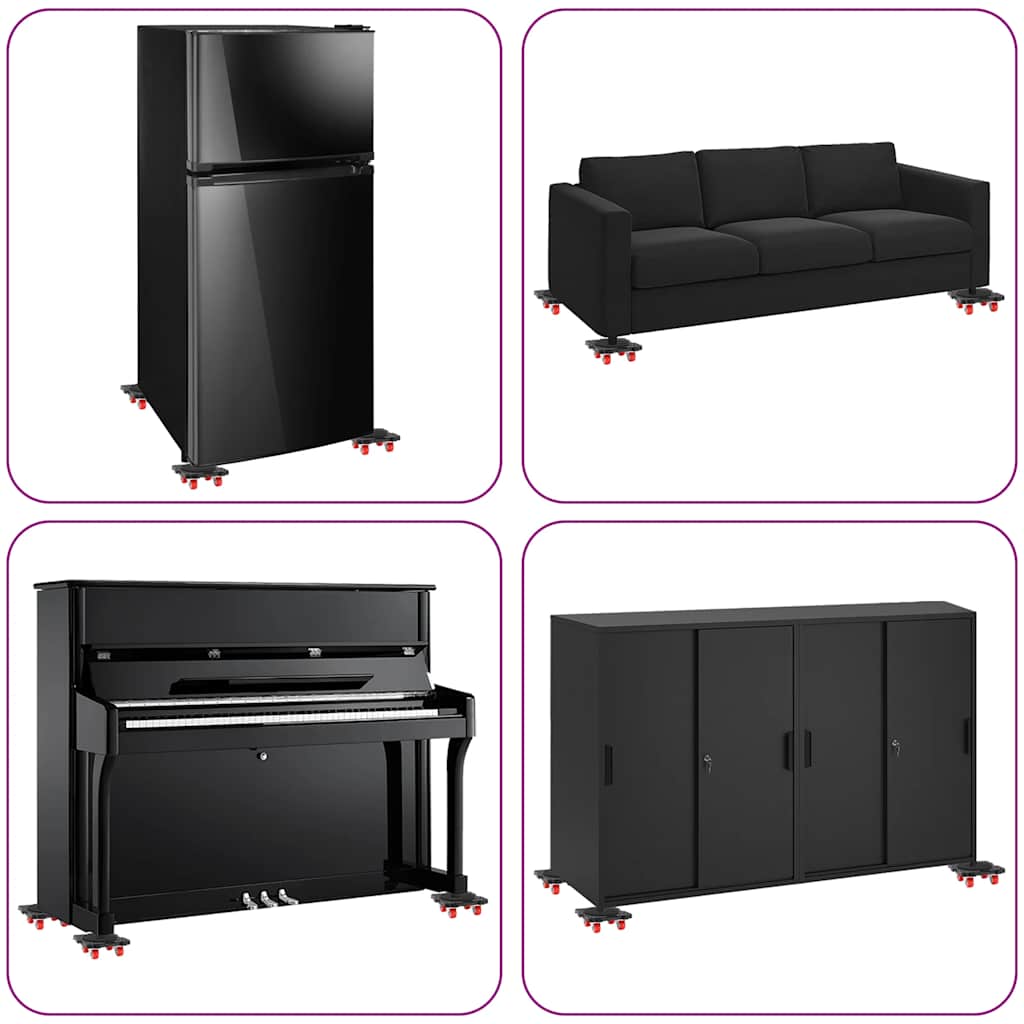 Ρόλοι Επίπλων 4 τεμ. με Ανυψωτικό Μαύρο 13,5x13,5x4,2 εκ. 300 κ.