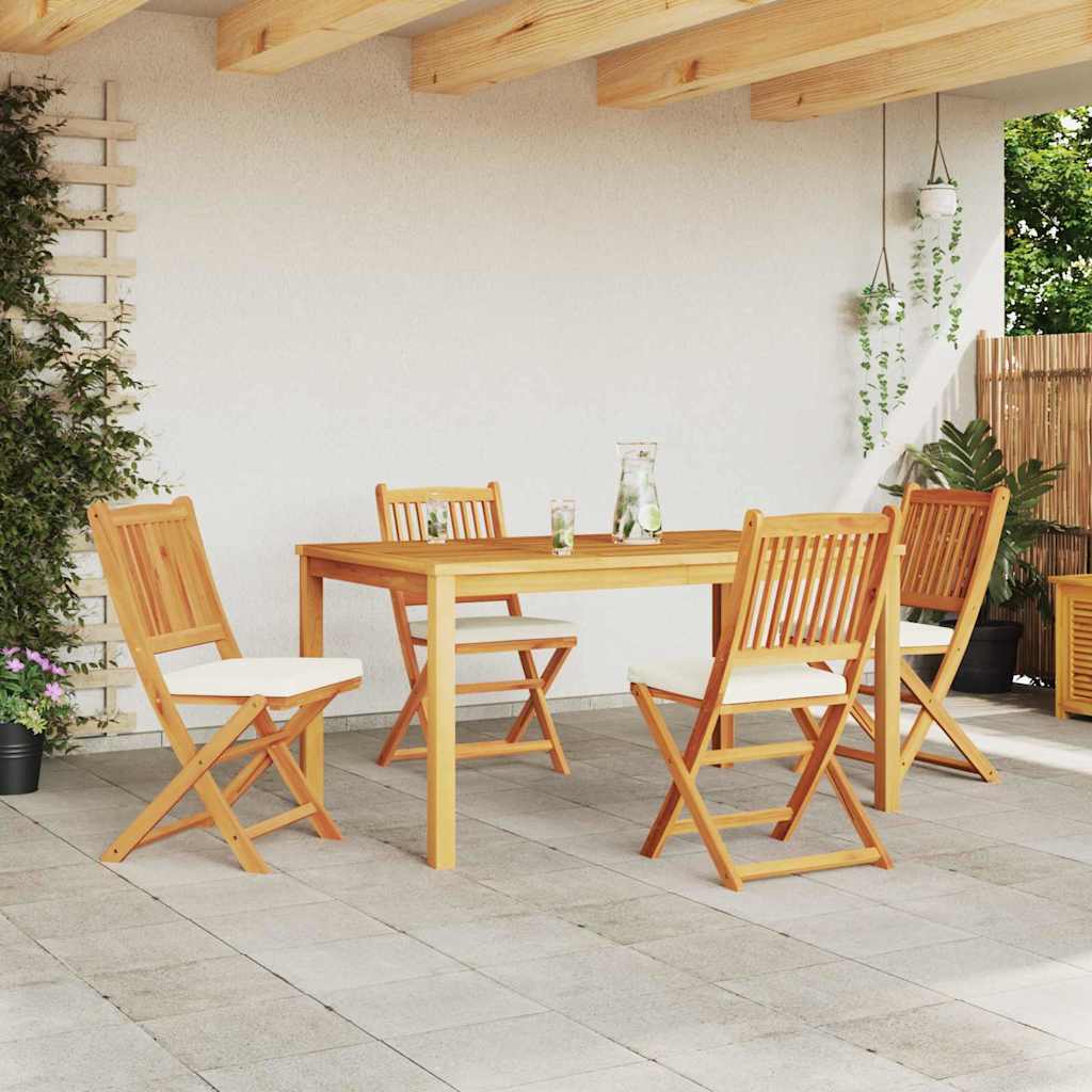 Πτυσσόμενη Καρέκλα με μαξιλάρι 4 pcs Λευκό 49 x 57.5 x 92εκ