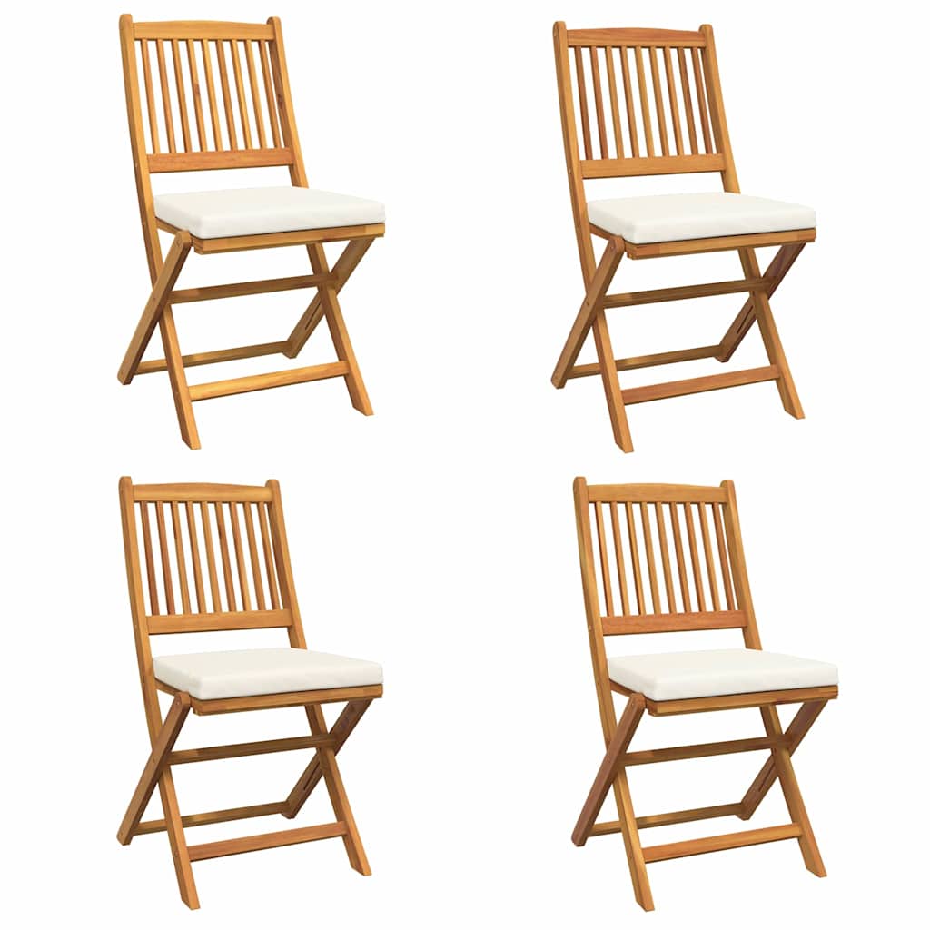 Πτυσσόμενη Καρέκλα με μαξιλάρι 4 pcs Λευκό 49 x 57.5 x 92εκ