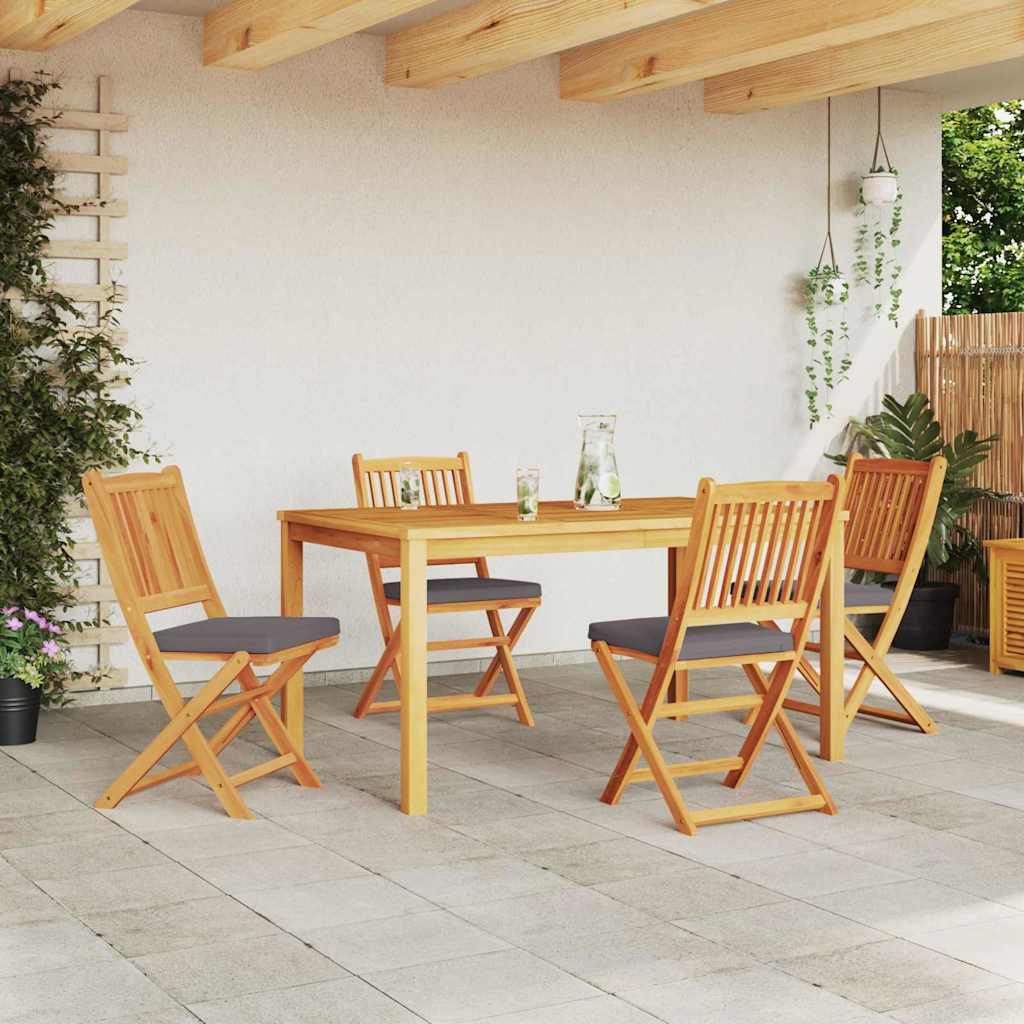 Πτυσσόμενη Καρέκλα με μαξιλάρι 4 pcs Γκρι 49 x 57.5 x 92εκ