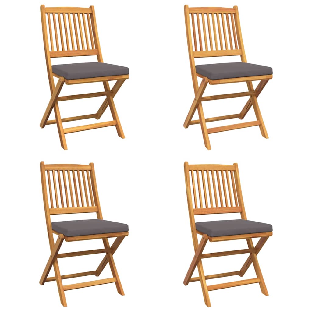 Πτυσσόμενη Καρέκλα με μαξιλάρι 4 pcs Γκρι 49 x 57.5 x 92εκ