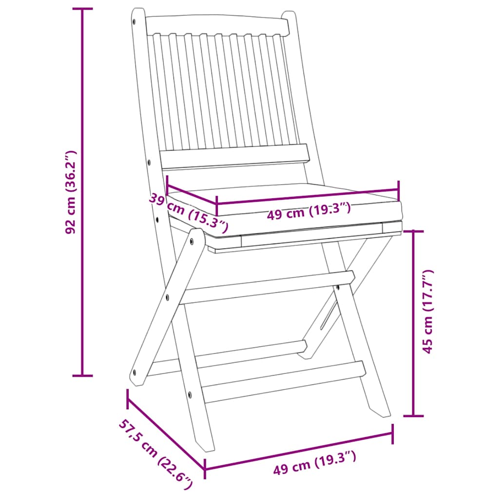 Πτυσσόμενη Καρέκλα με μαξιλάρι 4 pcs Γκρι 49 x 57.5 x 92εκ