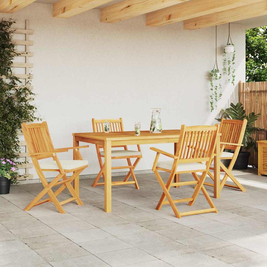 Πτυσσόμενη Καρέκλα με μαξιλάρι 4 pcs Λευκό 49 x 57.5 x 92εκ