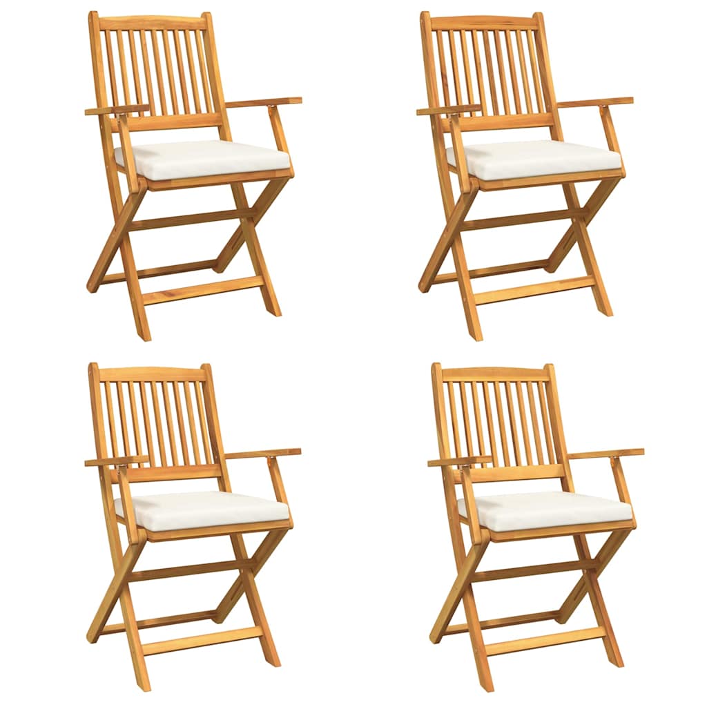 Πτυσσόμενη Καρέκλα με μαξιλάρι 4 pcs Λευκό 49 x 57.5 x 92εκ