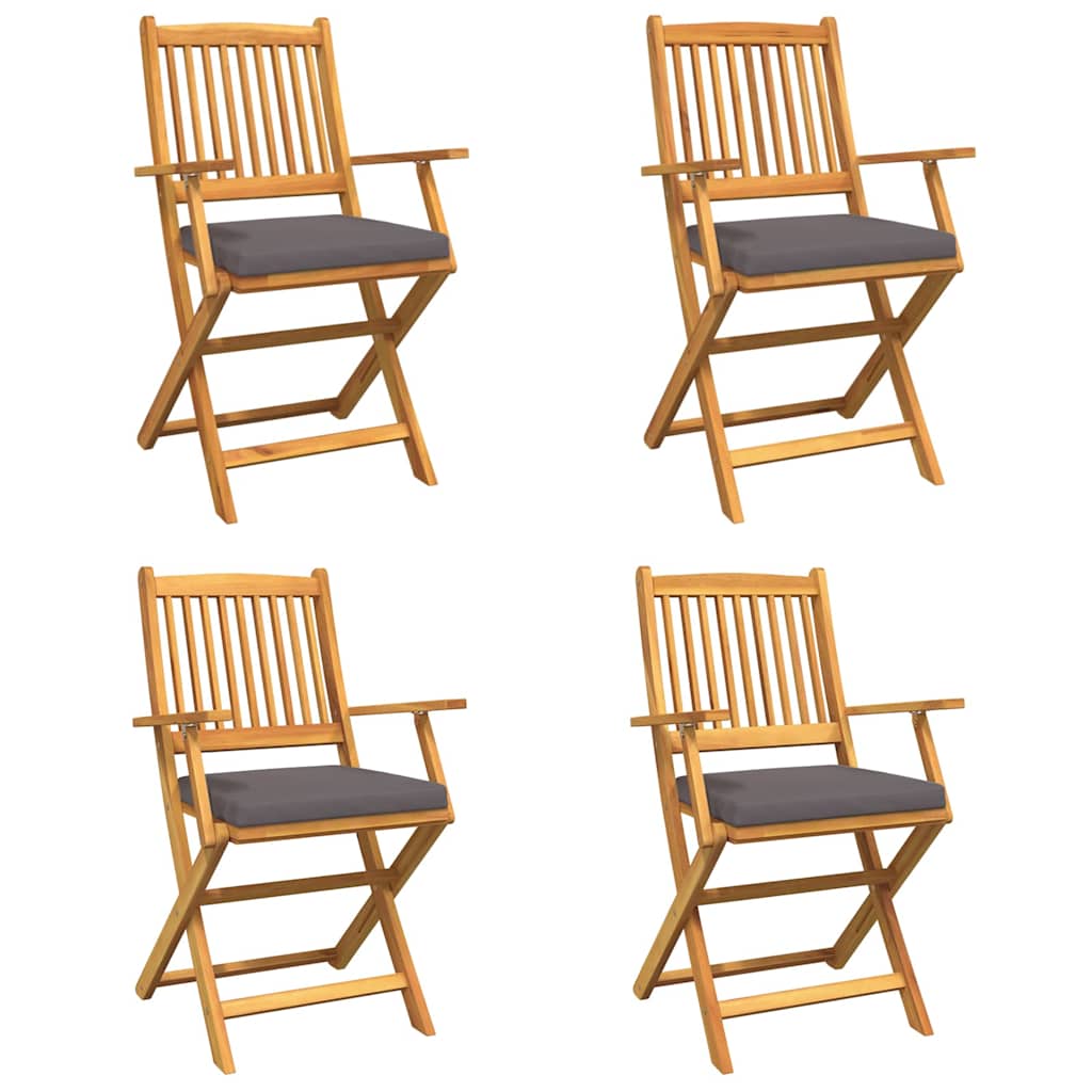 Πτυσσόμενη Καρέκλα με μαξιλάρι 4 pcs Γκρι 49 x 57.5 x 92εκ