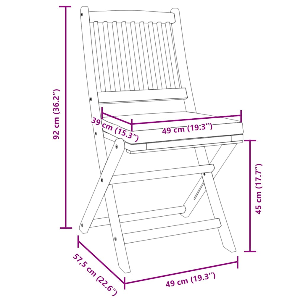 Πτυσσόμενη Καρέκλα με μαξιλάρι 6 pcs Λευκό 49 x 57.5 x 92εκ